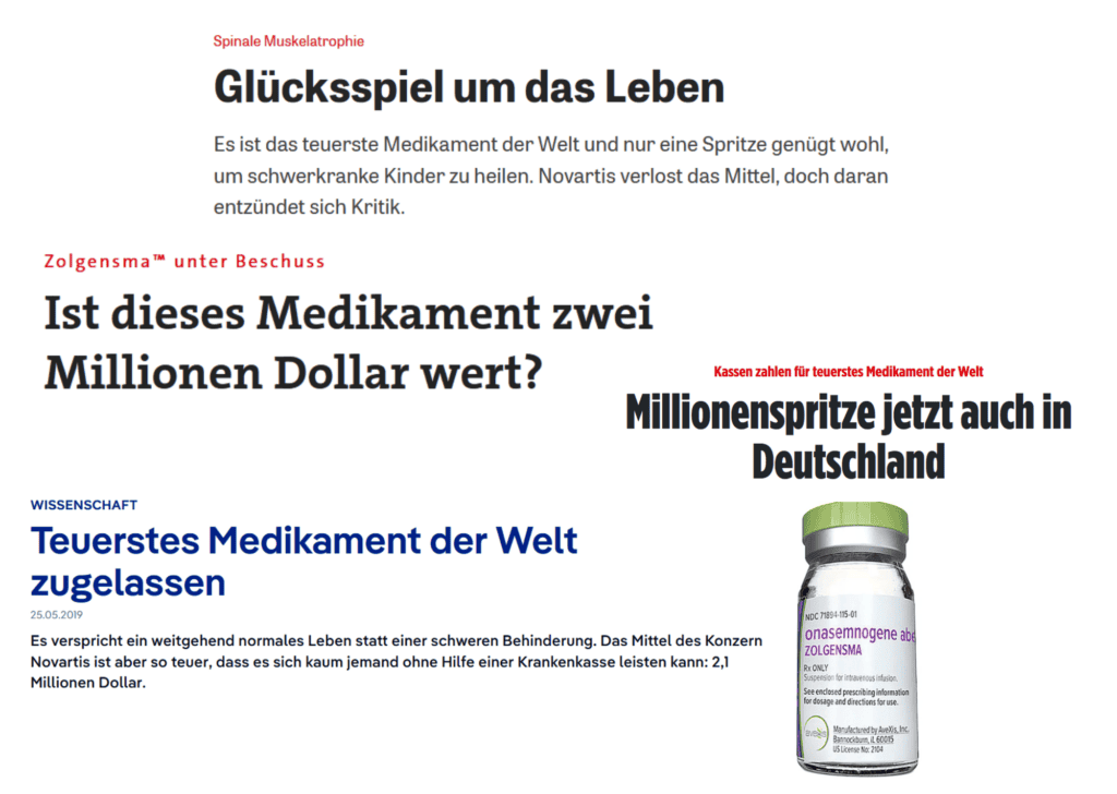 Presseüberschriften über Zolgensma